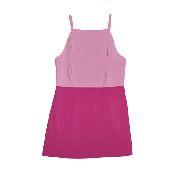 FRENCH CONNECTION $148 Square Neck Colorblock Sleeveless Mini Dress Pink US 12 - Picture 1 of 3